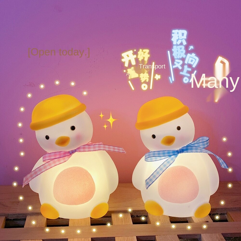 Ins bedroom girl LED small night light cute duckle room bedside lamp set up dormitory