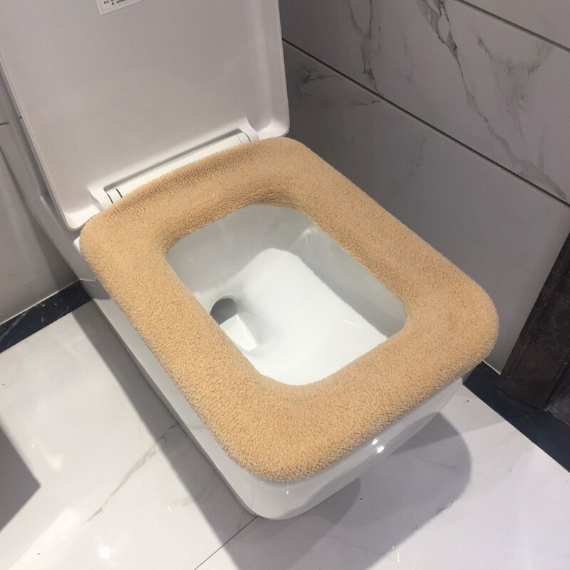 Badeværelse firkantet toilet sædeovertræk vintervaskbar varmemåtte toiletbetræk pude lågpude hjemindretning toilet sædeovertræk