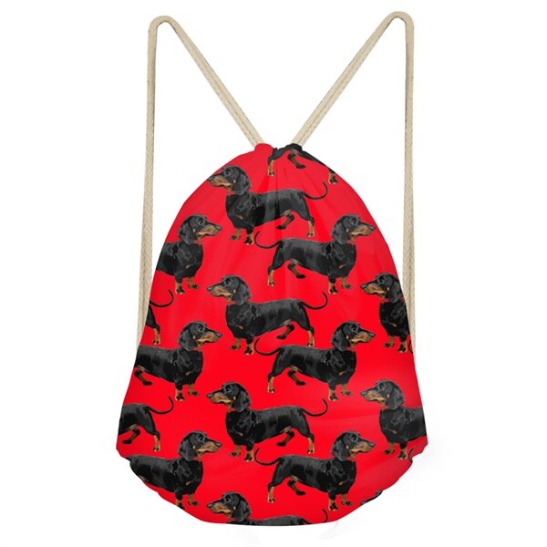 INSTANTARTS Drôle Chien Teckel Imprimé Cordons Sacs pour Adolescents Filles décontracté Softback Sac Sacs Grande Étudiants Sacs À Dos: H10973Z3