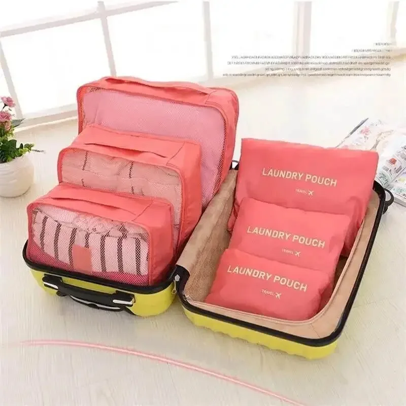 6Pcs Set Travel Organizer Storage Bags Suitcase Packing Cubes Set Cases Portable Luggage Clothes Shoe Tidy Pouch Folding