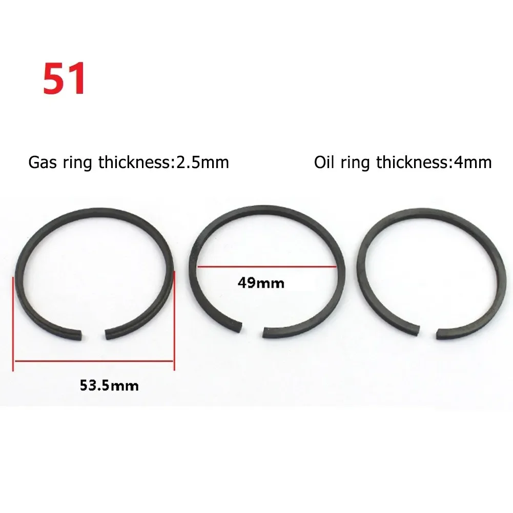 3pcs 42mm 47mm 48mm 51mm 52mm 65mm Zuigerveer Pneumatische Onderdelen voor Luchtcompressor Cilinder Vervanging: Black