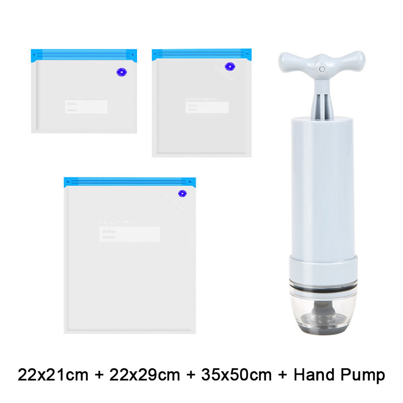 Keuken Sous Vide Vacuüm Sealer Voedsel Saver Tassen Mini Hand Luchtpomp Herbruikbare Vlees Vegatable Verpakking Zak 22X21cm 22X29Cm 35x50cm: A Set