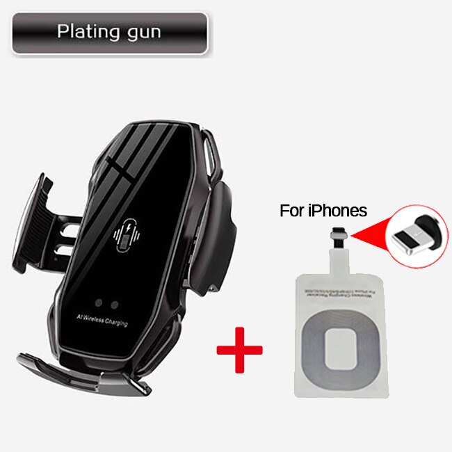 Cargador inalámbrico de 15W con Sensor inteligente para coche, soporte Universal de teléfono de carga rápida para iPhone X 11 12 Pro, carga inalámbrica: For iPhone