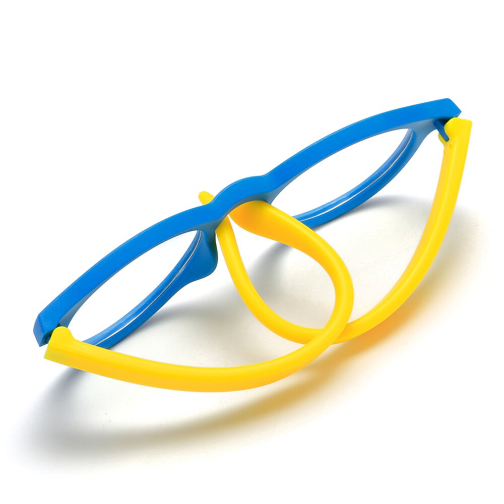 Gafas con montura de silicona TR90 para niños y niñas, lentes ópticas de protección antiluz azul, redondas y flexibles, color Naranja