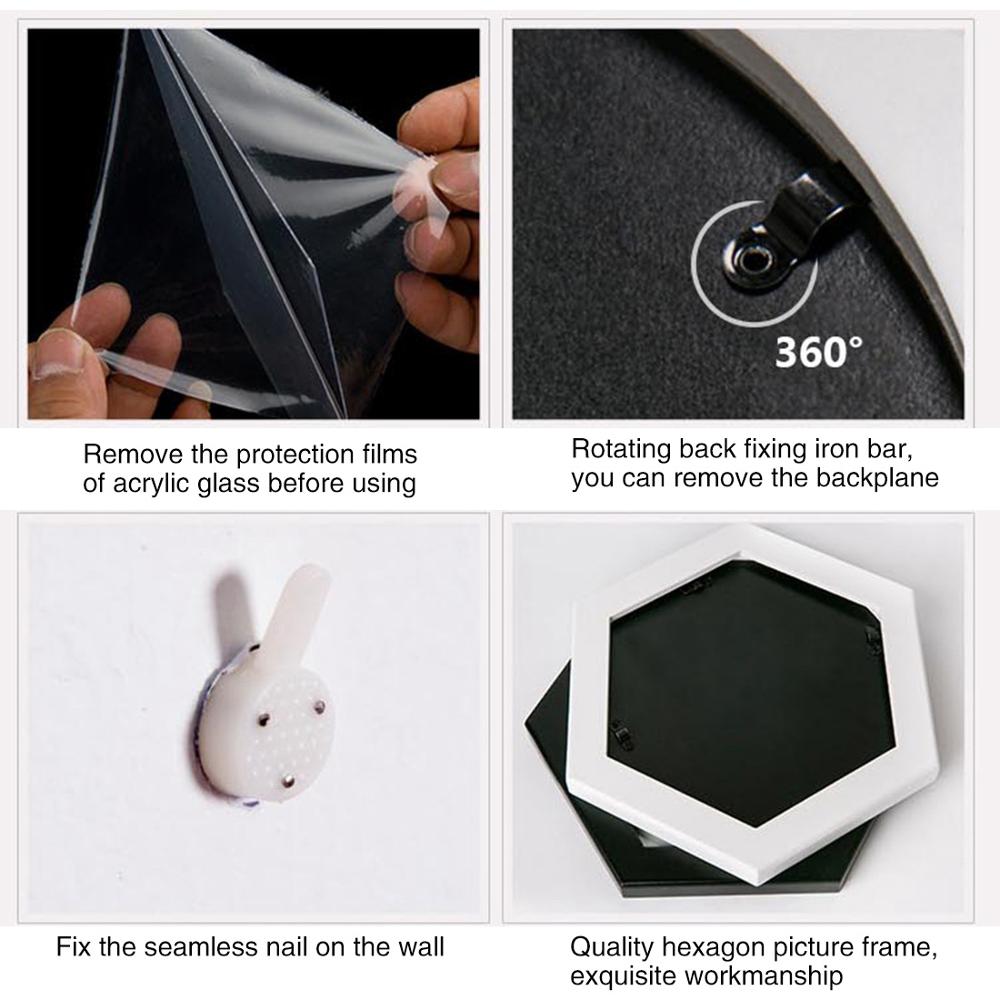 Sales Hexagon Photo Frame Wood Creativity Photo Frame Wedding Hanging Home Decoration Wall Picture Frame Living Room Decor