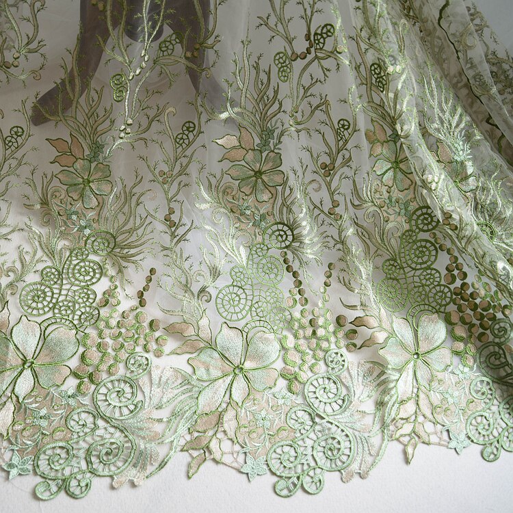 Tule Stof 1 Meter Mesh Geborduurde Gaas Kant Bruids Mode Jurk Rok Naaien Materiaal 53 "Wide L24C32