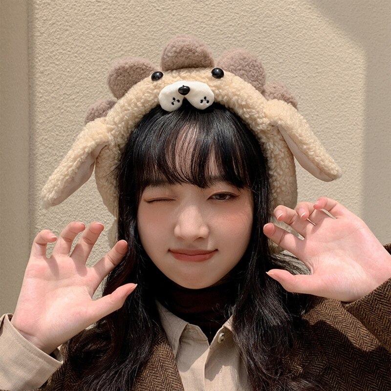 Animal Hat With Moving Ears Cute Headband Moving Ear Muffs For Women Fleece Ear Muffs Headband Bear Ear Muff M6CD