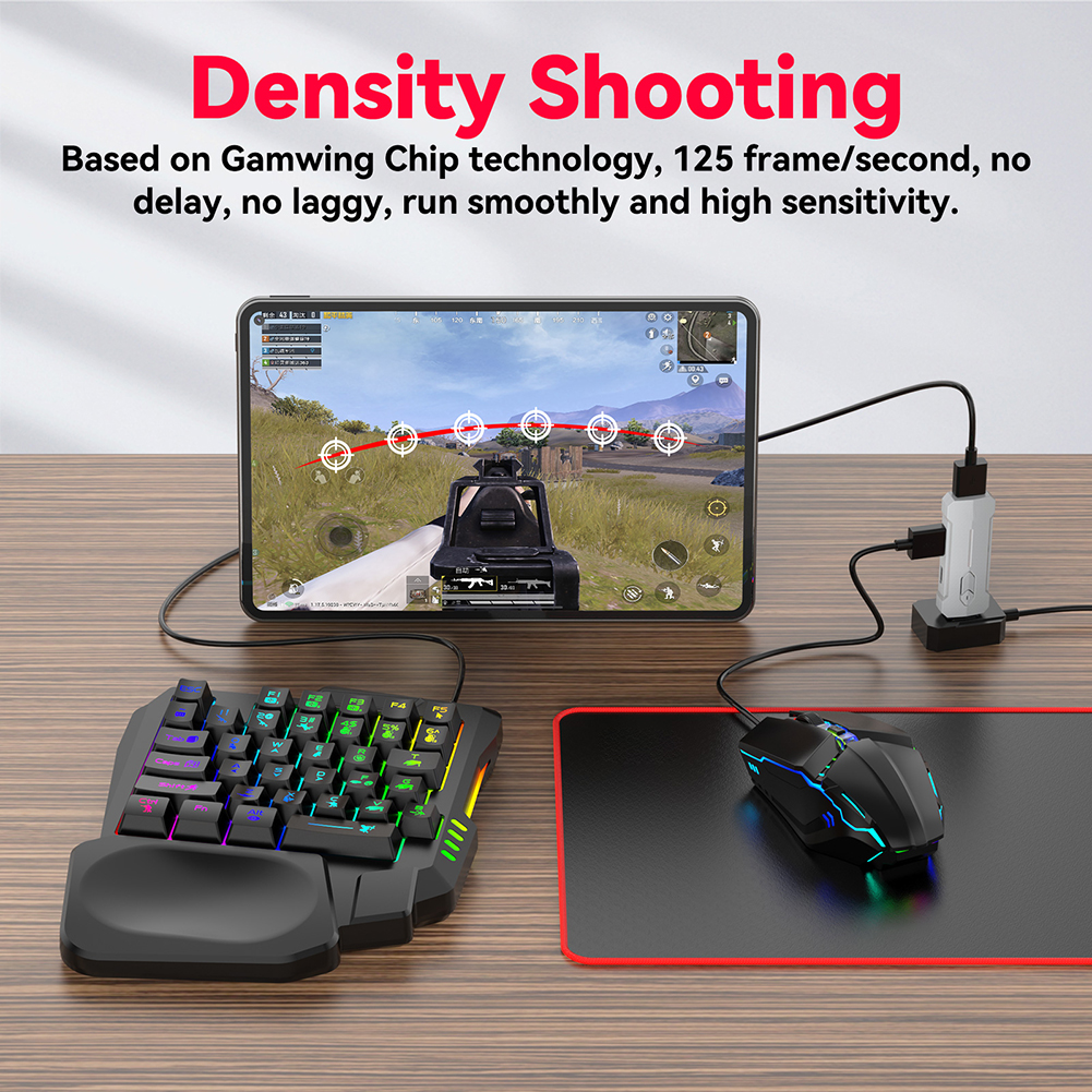 Klawiatura i mysz gamingowe 5 w 1, kompatybilne z Bluetooth 5.3 do PUBG, przewodowy konwerter myszy gamingowej, akcesoria dla graczy.