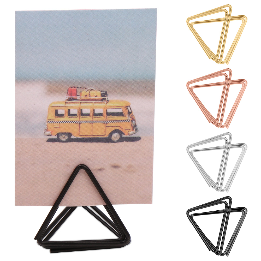 1 Pcs Triangle Place Card Wedding Table Number Holder Clamps Stands Name Seating Labels Placecard Clips Photo Picture Cards