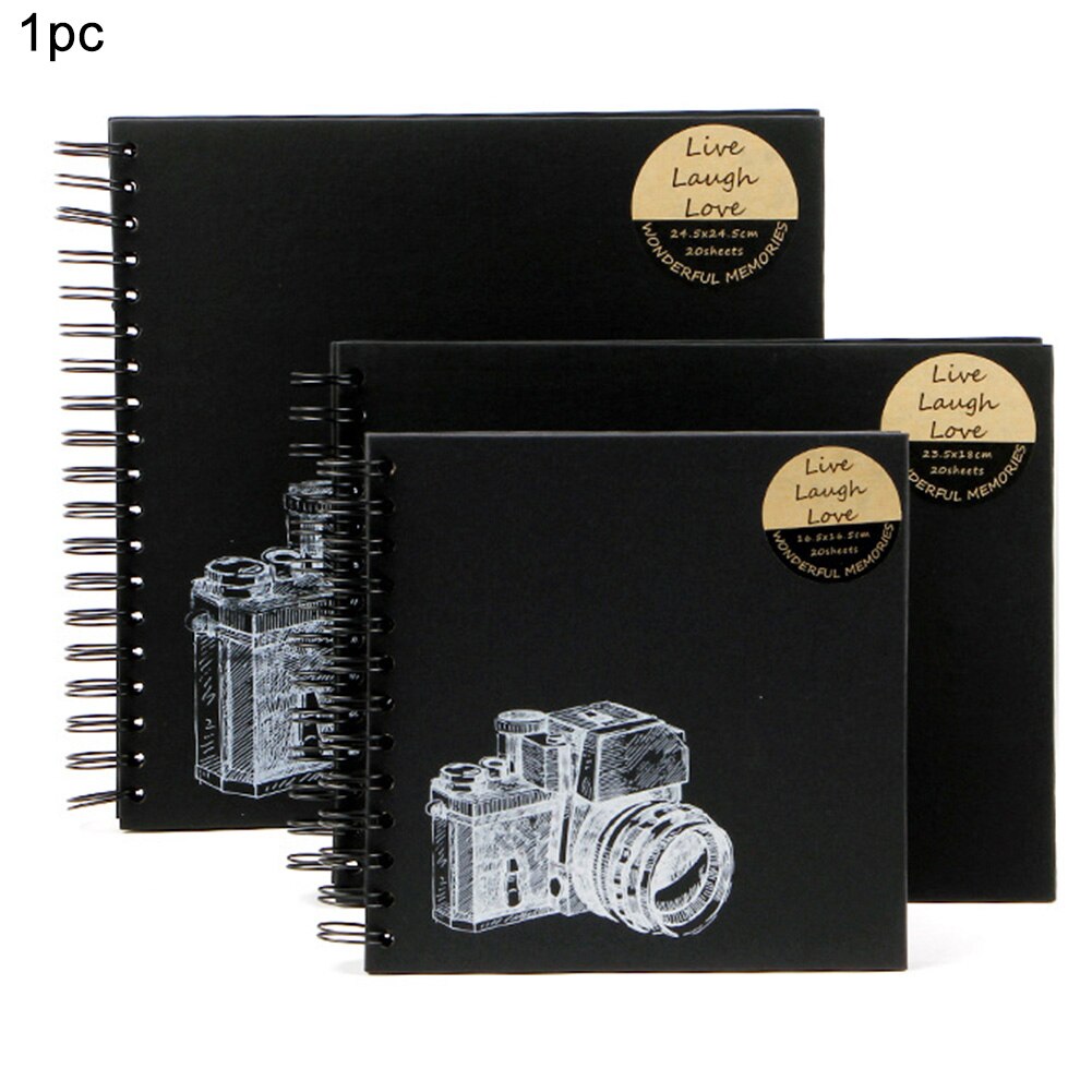 DIY Craft Storage Travel Home Family Memory Loose Leaf Graduation Photo Album Camera Portable Black Cardboard Anniversary