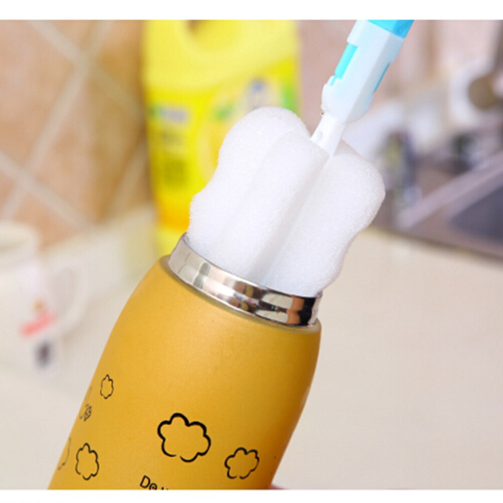 360 Degree Sponge Cleaner With Brush Newborn Baby Bottle Sponge Long Handle