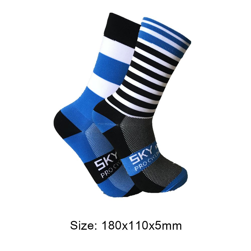 Sport Sokken Siliconen Nylon Sport Afdrukken Riding Sokken Anti-Slip Unisex Fietsen Fietsen Kalf Lengte Sokken Fietsen: Black Blue