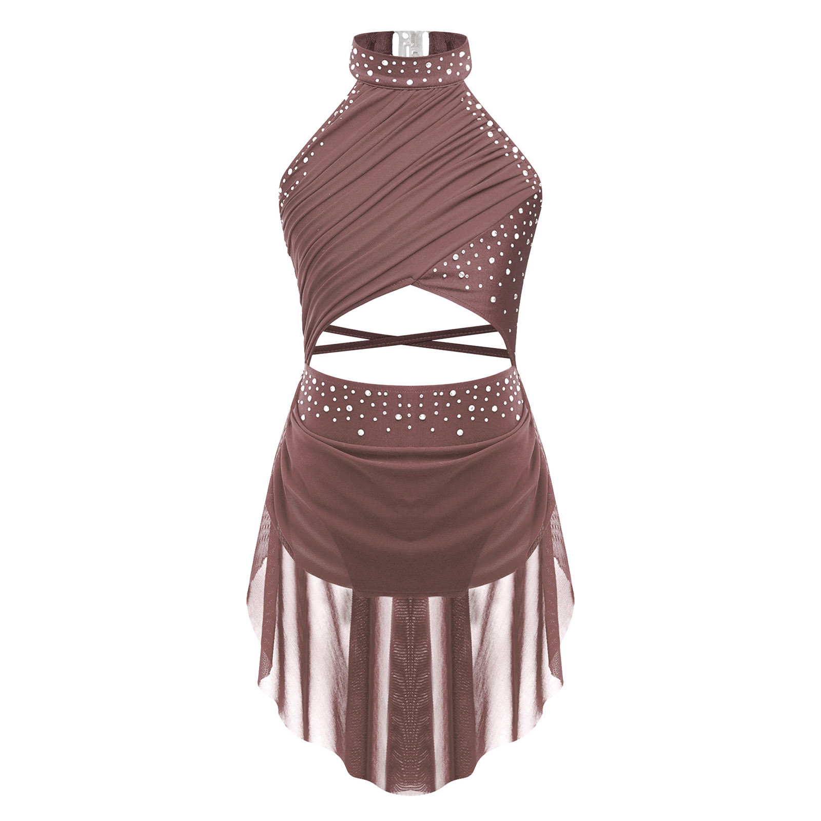 Kinderen Meisjes Ballet Turnpakje Jurk voor Lyrische Jazz Latin Dans Kostuum Backless Gymnastiek Jurk met Flowy Rok Stage Dancewear: M / GRIJS