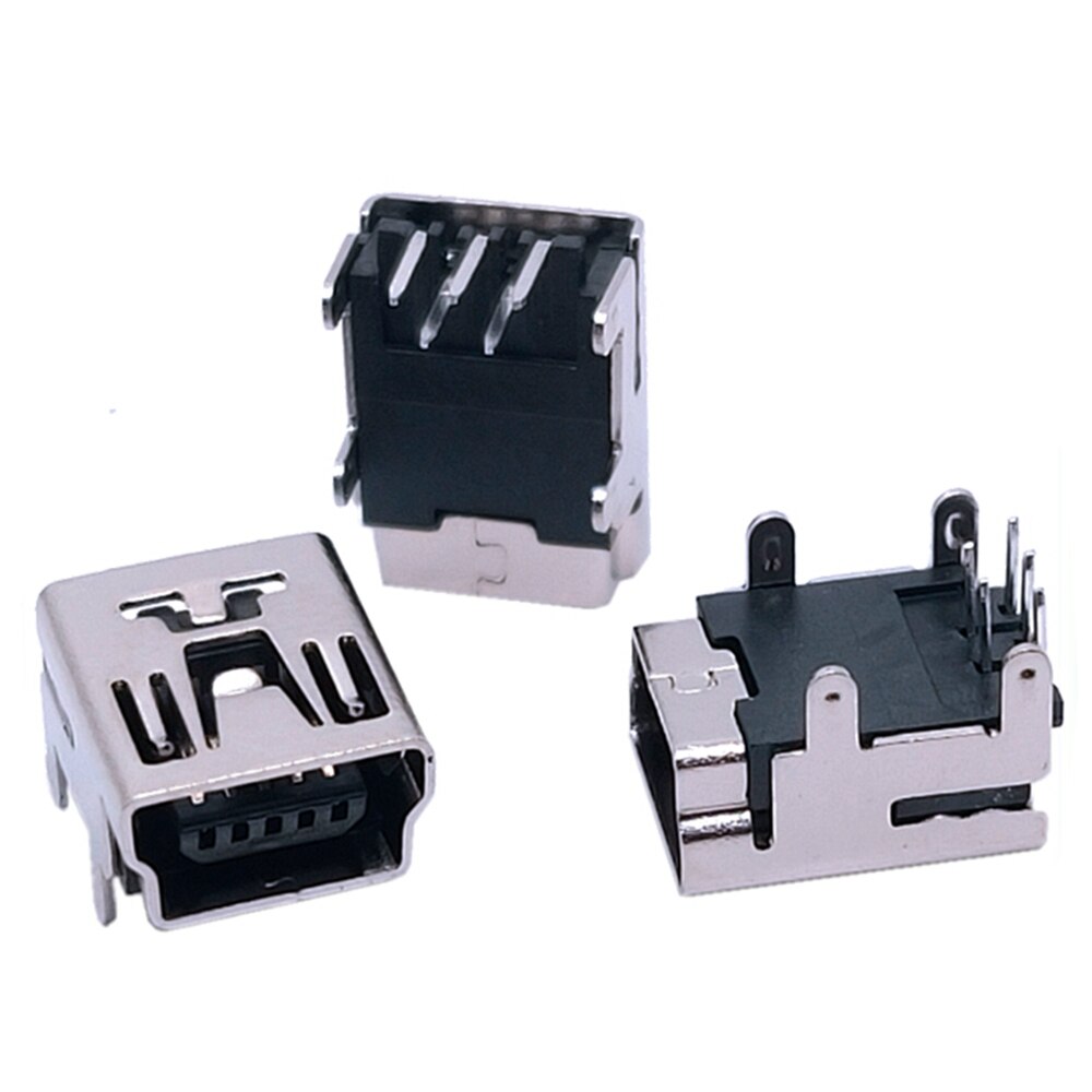 10 Stuks Mini Usb Type B 5-Pin Female Socket Haakse Dip Jack Connector