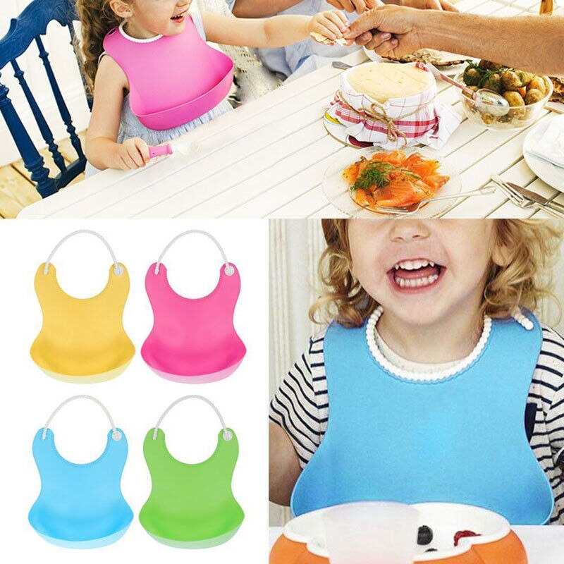 Soft Bib Waterproof Silicone Baby Bib Washable Roll Up Crumb Catcher Feeding Eating Baby TPE Compact Attractive Safety