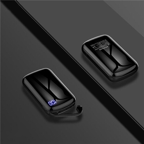 50000Mah Mini Mobile Power Bank Ingebouwde Opladen Kabel Voor Snel Opladen Draagbare Externe Batterij Voor Samsung Xiaomi mi Iphone: black