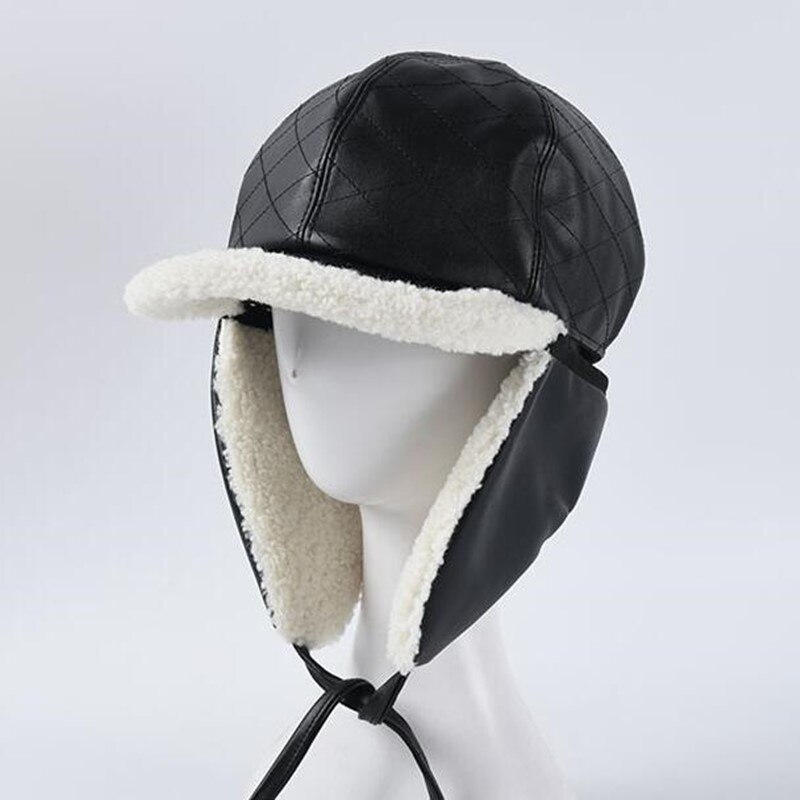 Siloqin trend pu leren bomber hoed voor dames fluwelen thermische oorbeschermers skimuts dames merken wintermutsen
