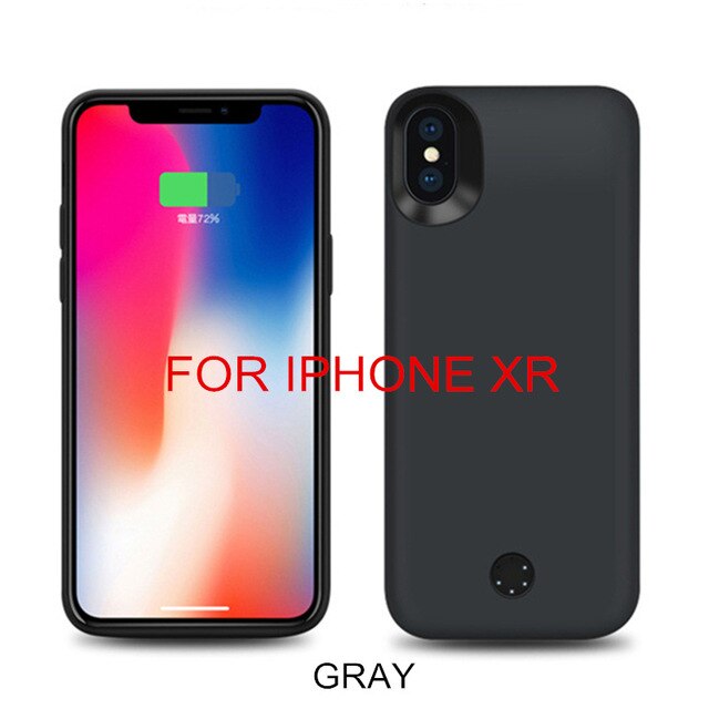 6000mAh Portable Battery Charging Case For iPhone Xs Max Backup Battery Case For iPhone XR External Power Bank Charger Cover: Gray For iPhone XR