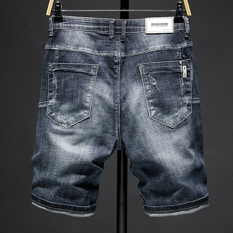 Sommer mænds stretch korte jeans afslappet slim fit elastisk denim shorts mandlige mærke tøj