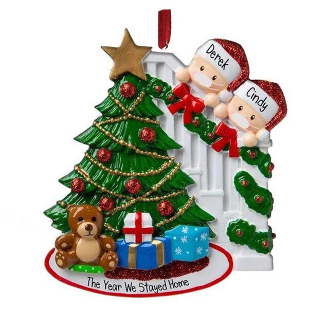 Bricolage nom salutations PVC père noël famille pendentif de noël famille noël arbre décoration boule ornement: Family of 2
