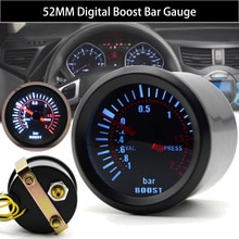 Universal 52mm Pressure Turbo Boost Gauge 2/3 BAR Auto Turbo Boost Meter Smoke Len with Digital Led Light DC 12V Car Accessories