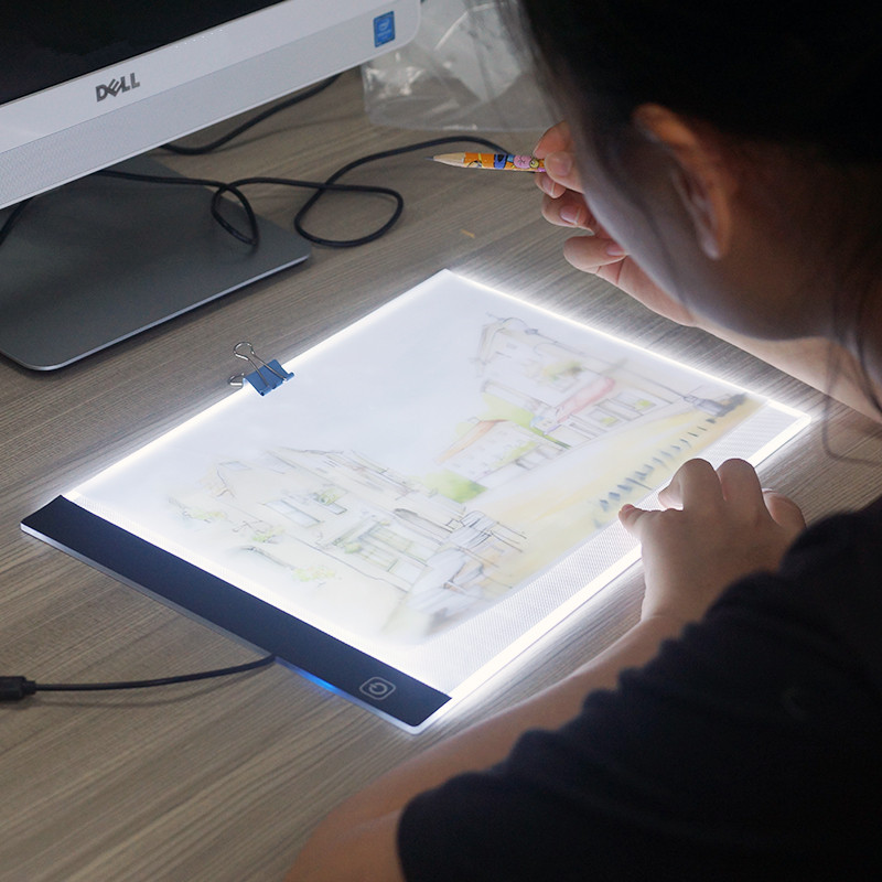 LED lighted Drawing Board Ultra A4 Drawing Table Tablet Light Pad Sketch Book Blank Canvas for Painting Acrylic Watercolor Paint: Default Title