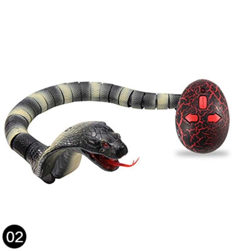 Funny Remote Control Naja Cobra Plastic Snake Toy for Children High Simulation King Cobra Interesting Egg Radio Control Toy: GrayBlack