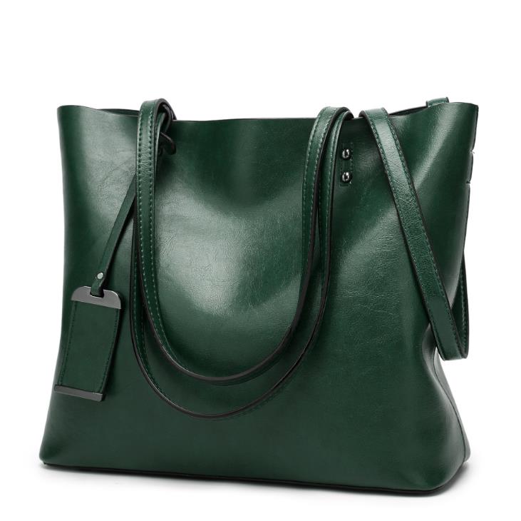 JOOZ Waxing Leather bucket bags Simple Double strap female shoulder bags For Women Messenger Bags Lady All-Purpose Shopping tote: green