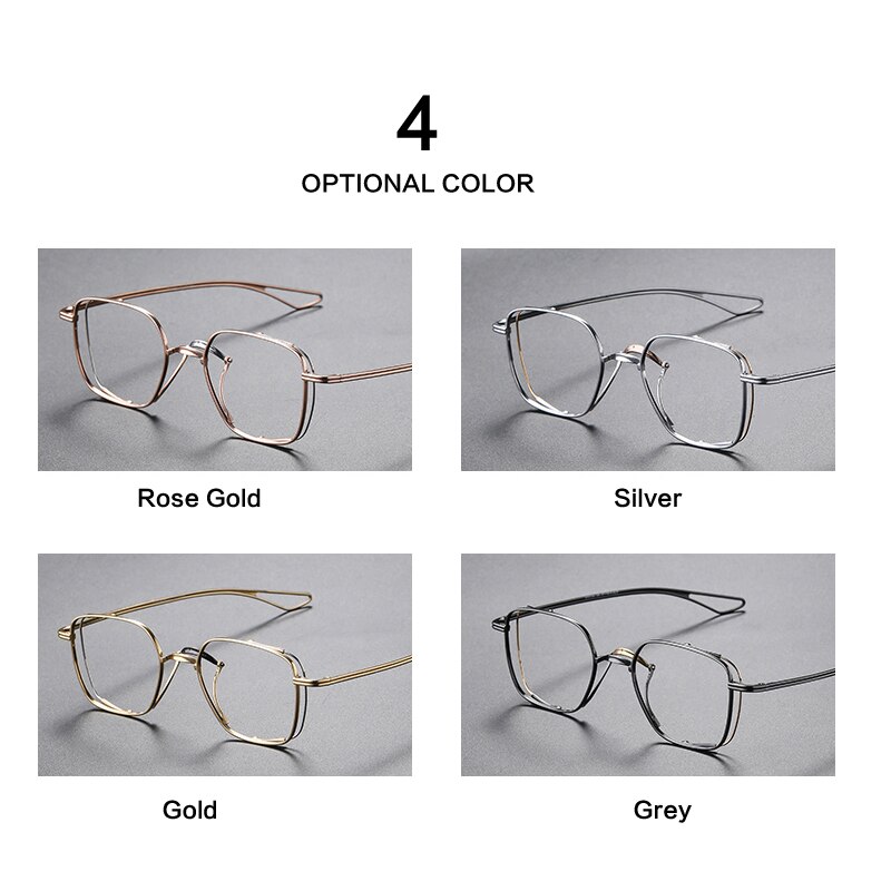 Pure Titanium Men Myopia Glasses Frame Square Optical Prescription Eyeglasses Japanese Handmade Gold-Rimmed Ultralight Eyewear