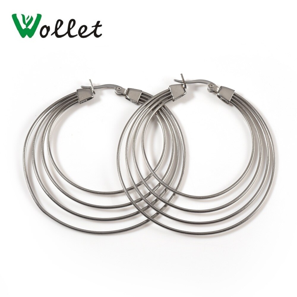 Wollet Schmuck Edelstahl Ohrring Jacken Eardrop Dangler Herz Runde für Frau Metallic Silber Farbe: mature