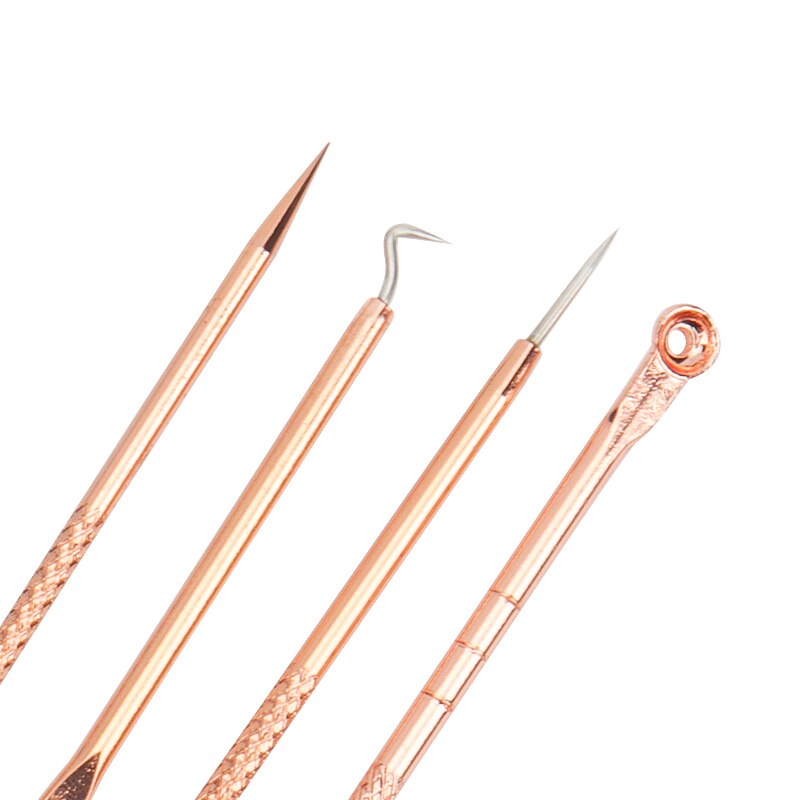 4pcs/set Rose Gold Blackhead Comedone Acne Pimple Belmish Extractor Vacuum Blackhead Remover Tool Spoon for Face Skin Care Tools