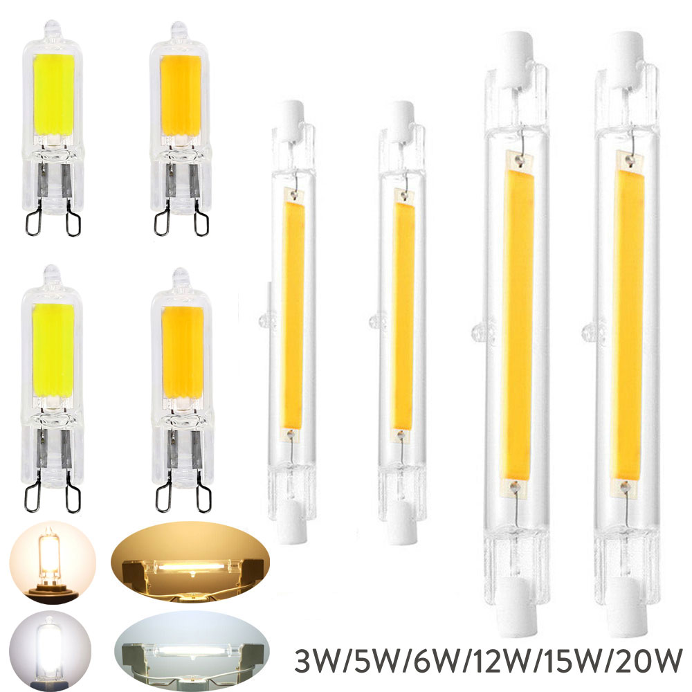 R7S 78mm 118mm COB Glas Rohr LED Keramik 3W 5W 7W 12W 15W 20W Ersetzen Halogen Lampe Leistungsstarke Led Spot Glühbirne