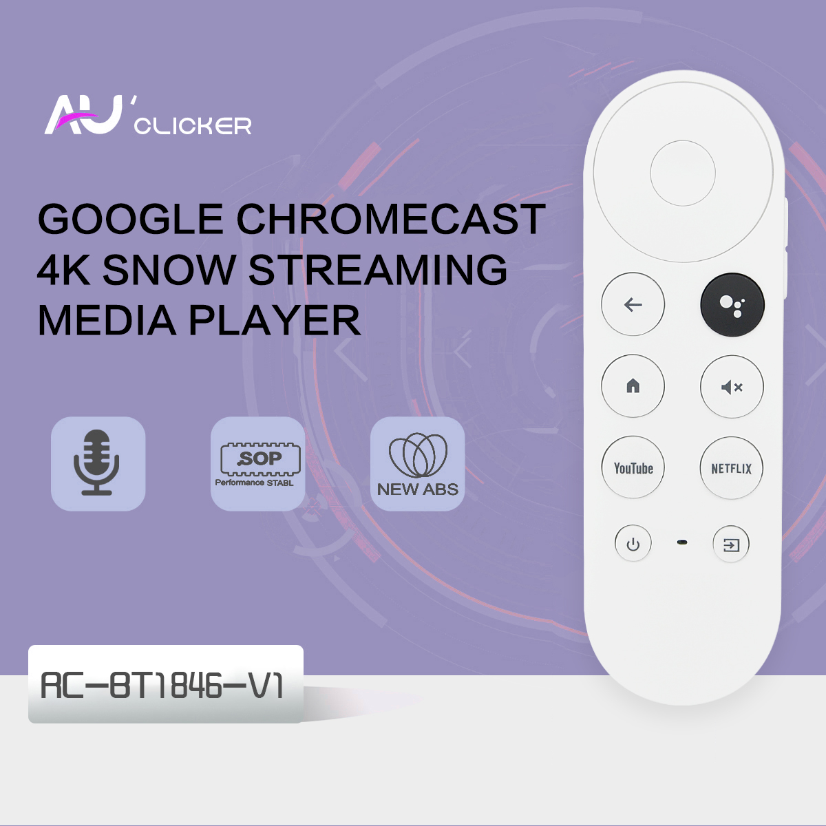 Nouvelle télécommande universelle Compatible avec Google Chromecast 4k, télécommande vocale de neige pour G9N9N/GA01409-US/GA01919-US/GA01920