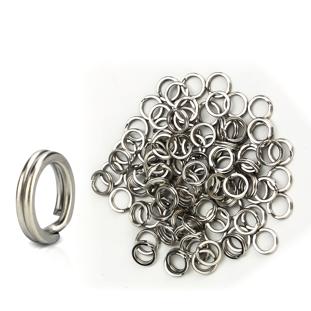 200PCS Split Ringen Vissen Rvs Lokken Ringen Zoutwater Terminal Tackles Split Ringen Vissen Connectors Snap Ringen
