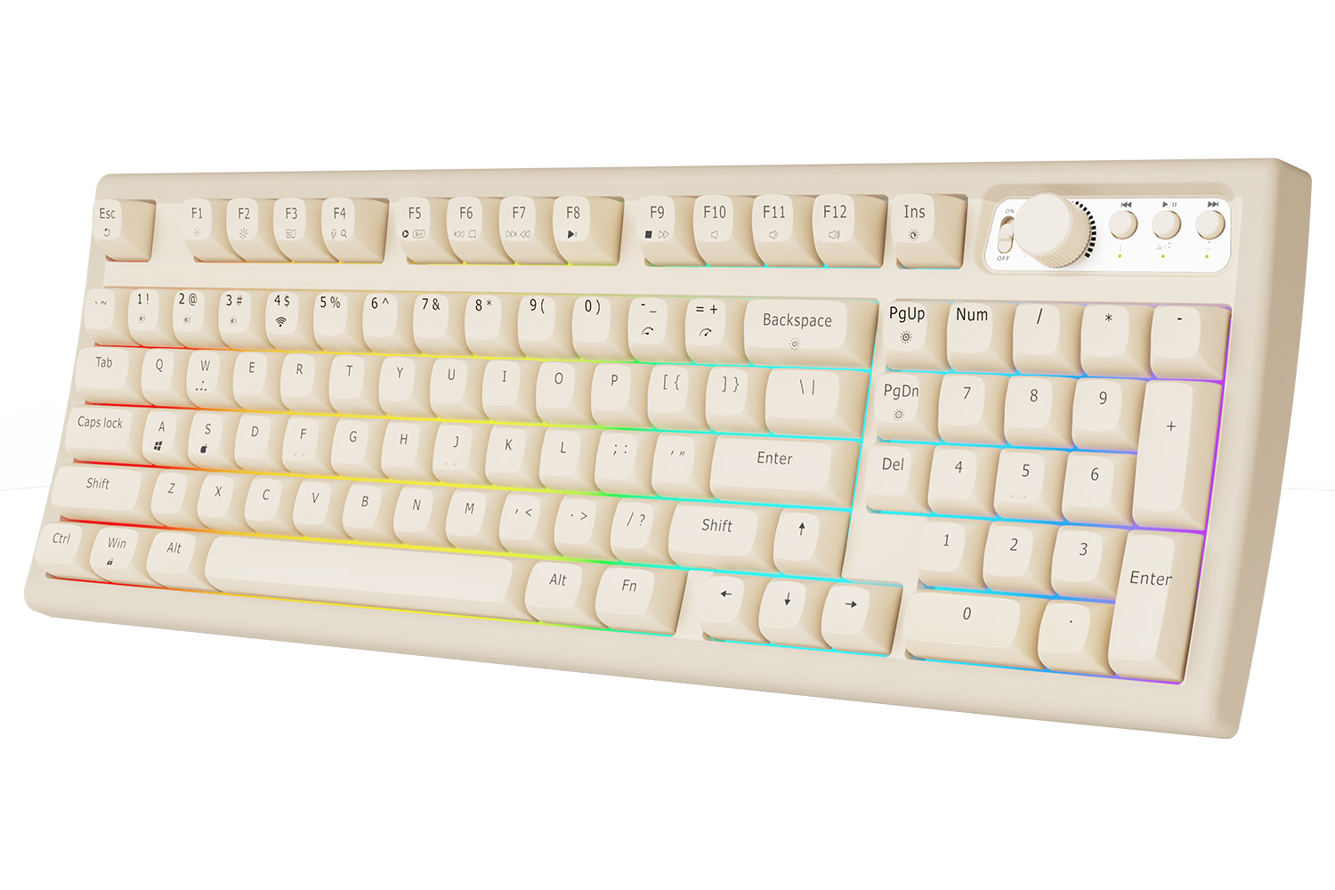 EWEADN V97 Cute Creamy Keyboard, Bluetooth/2.4GHz Gaming Keyboard Wireless with RGB Backlit, Rechargeable, Quiet, for PC Gamer: WHITE