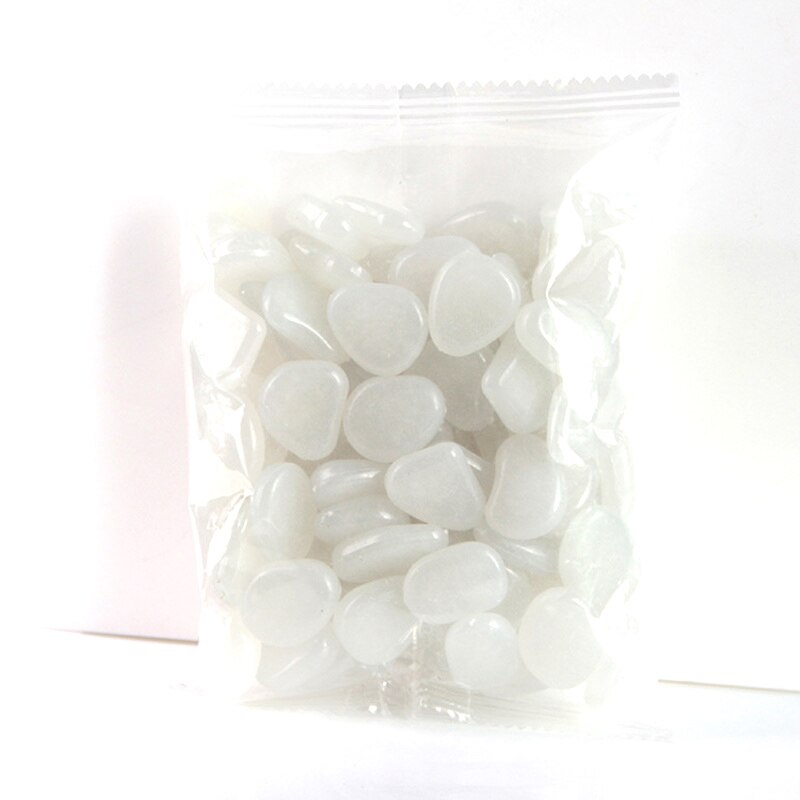 50Pcs/Set Aquarium Decoration Glow In The Dark Stone Fish Tank Accessories Artificial Luminous Pebbles Stone Walkway Decor: White