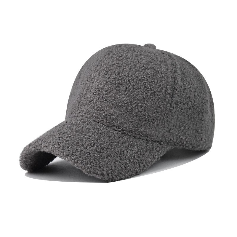 FS Neue Warme Winter Lammwolle Hüte Für Frauen schlicht Grau Braun Baseball Kappe Ich bin Freien Winddicht Männer Kappen Casquette Homme: grau Baseball Deckel