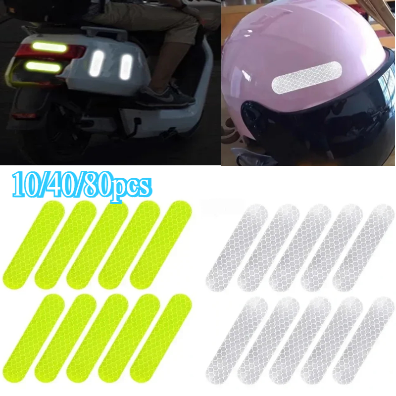10/40/80pcs Nachtrijden Veiligheidswaarschuwing Reflecterende Stickers Universele Motor Fiets Skihelm Waarschuwing Reflecterende Stickers