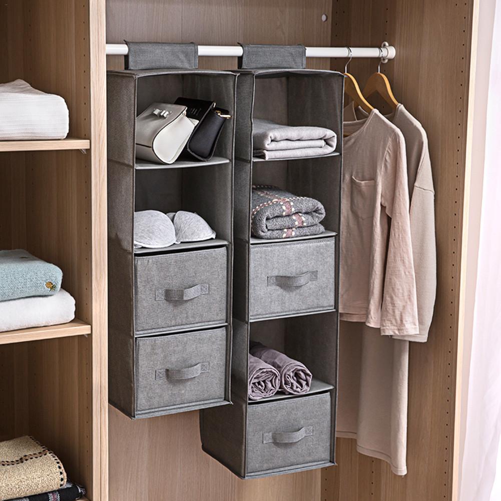 Wardrobe Hanging Storage Bag Interlayer Drawer Type Clothes Hangers Holder Portable Hanging Closet Underwear Organizer