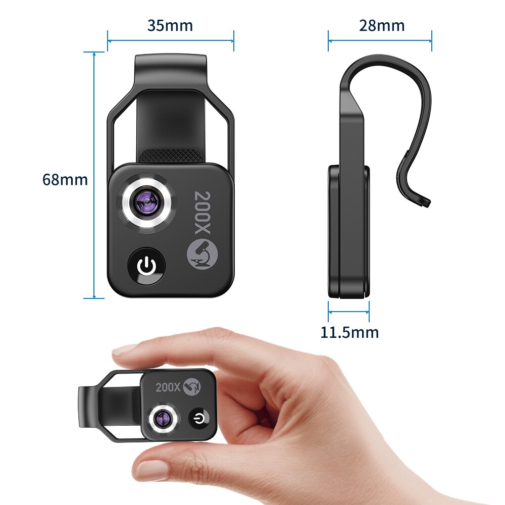 200X Cpl Microscoop Lens Mobiele Telefoon Macro Lens Hoge Vergroting Led Mini Draagbare Lens Voor Iphone Alle Smartphone
