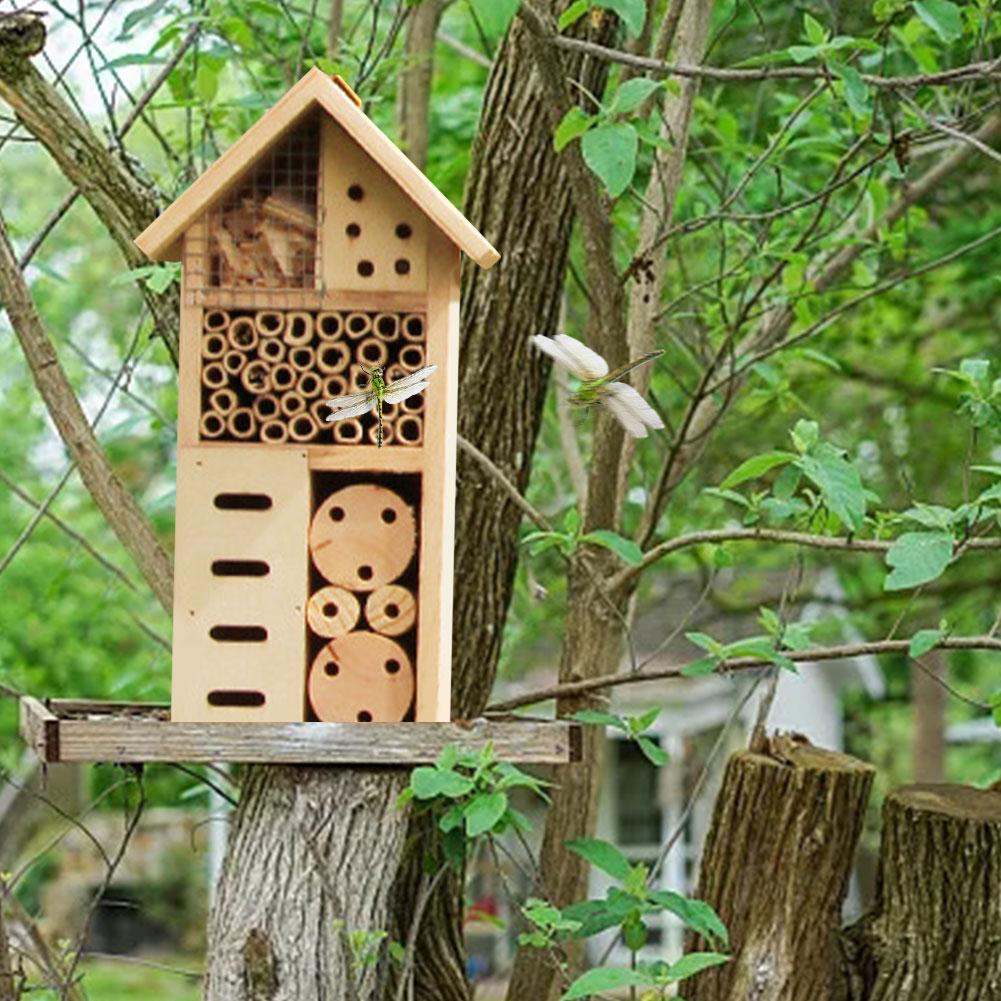 Durable Insect Bee House Honey Tools Wooden Insect Bee House Wood Bug Room Hotel Shelter Garden Decoration Nests Box Bee House