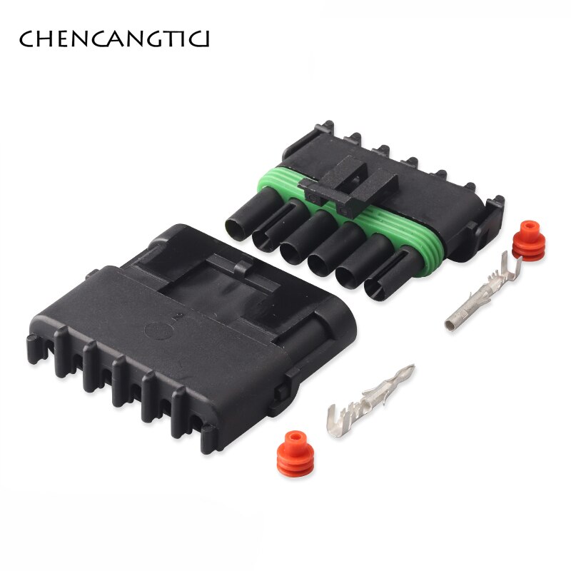 1 set pc 1 2 3 4 6 pin way Delphi GM Automotive Female Male Weather Pack Electrical connector Plug Automobile Connectors: 1 set of 6P