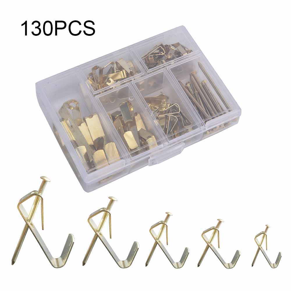 Juego de ganchos de Metal para fotos, Kit surtido de ganchos para colgar fotos, marco de fotos, bolsas de reloj, 130 Uds.: Default Title