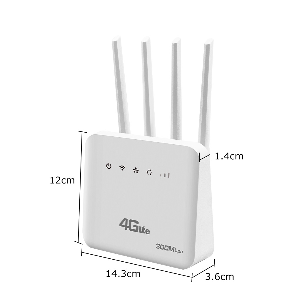 WiFi 6 4G LTE SIM WiFi Router Modem z gniazdem karty SIM System ASR 300Mbps 4 Antena Wzmacniacz sygnału Mobilny router bezprzewodowy