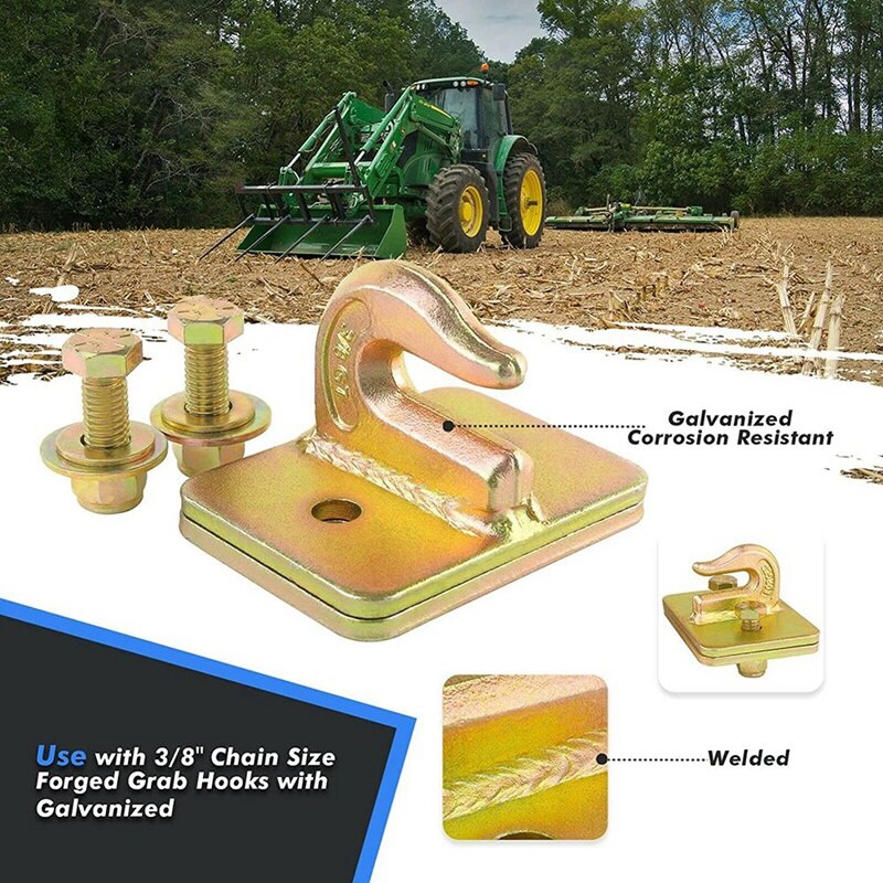 New5/16Inch Welded Trailer Hook with Support Plate Grappling Hook 70 Grade Towing Hook for Buckets Tractor RV, UTV, Trucks