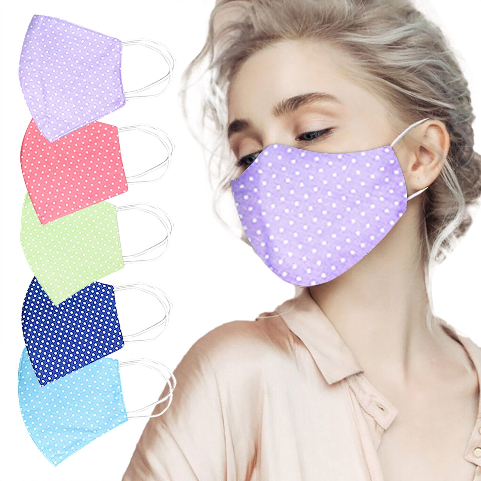 Mode Stofkap Wasbare En Herbruikbare Katoenen Masker Met Stip E-Lements Omfortable En Zacht Ademend Herbruikbare