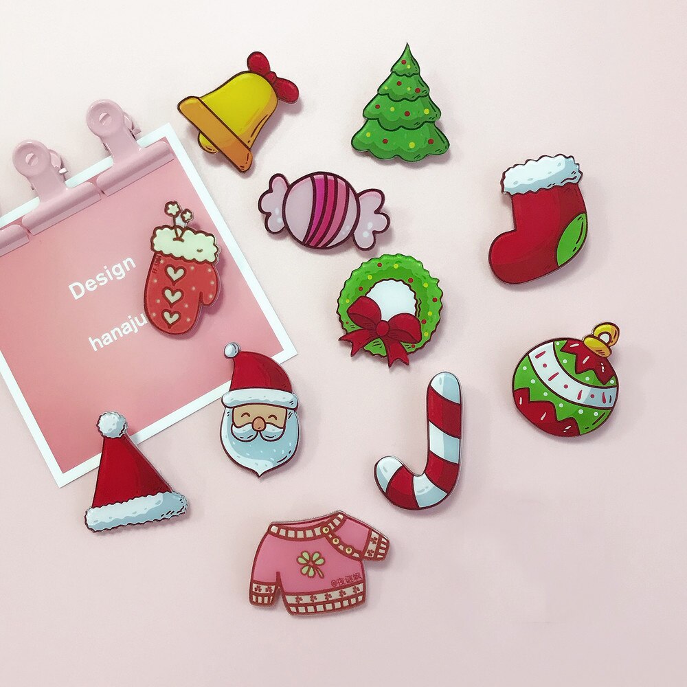 Kerst Badges Leuke Sok Elanden Snoep Broche Acryl Pin Badges Pictogrammen Op De Rugzak Medaille Decoratie Badge Voor Kleding