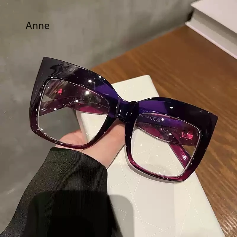 Monturas de gafas cuadradas de gran tamaño para mujer, gafas de azul antiluz azul, lentes ópticos, gafas grandes de de lujo para mujer
