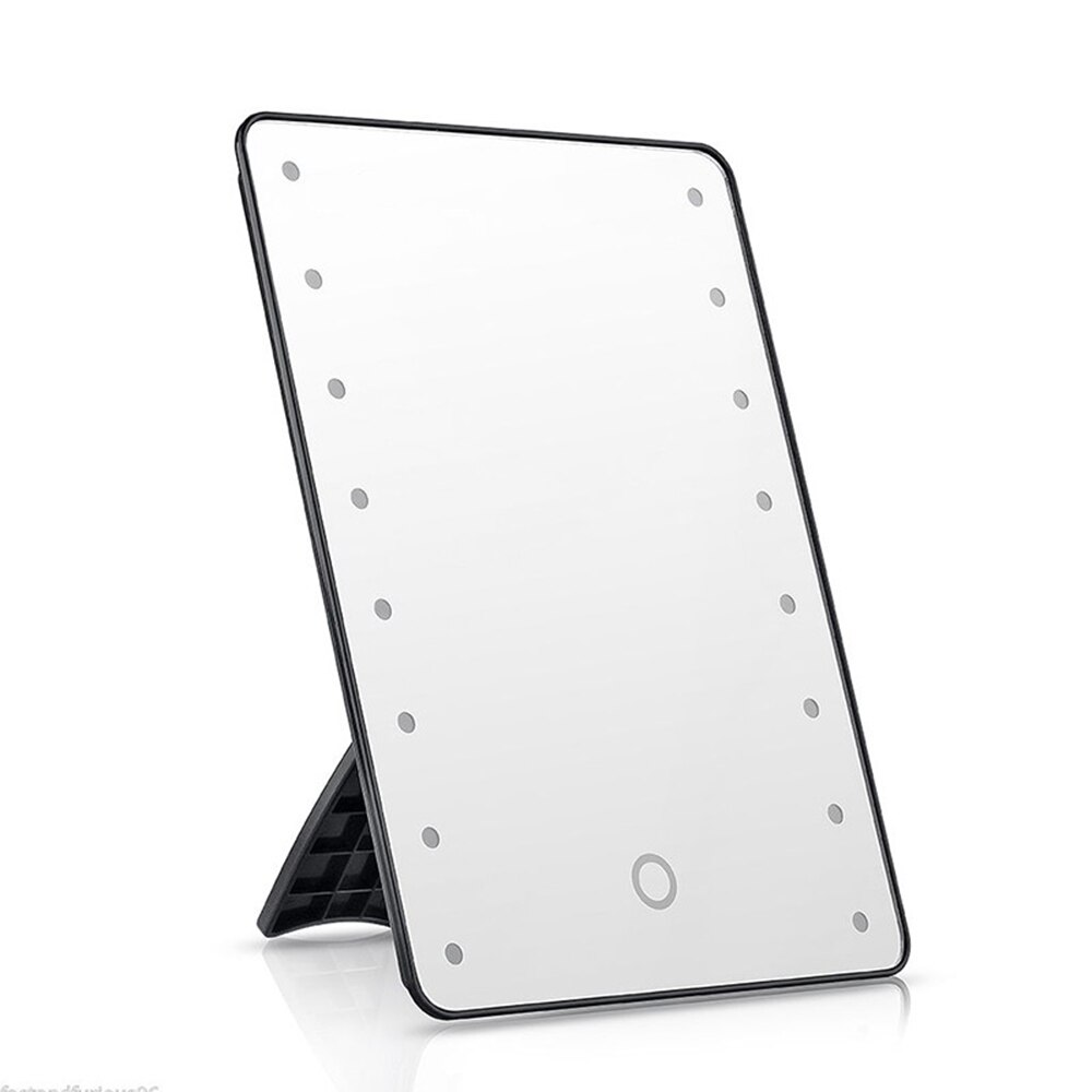 LED Makeup Mirror Touch Screen Mirror with 22 LED Lights Bright Adjustable Make Up Mirrors Operated Stand for Tabletop Bathroom: Black  16 LEDs