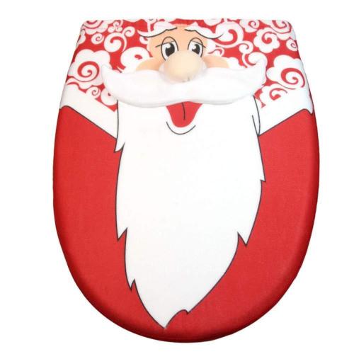 3 piezas de navidad feliz papá Noel asiento de inodoro y alfombra baño decoración conjunto azul y rojo